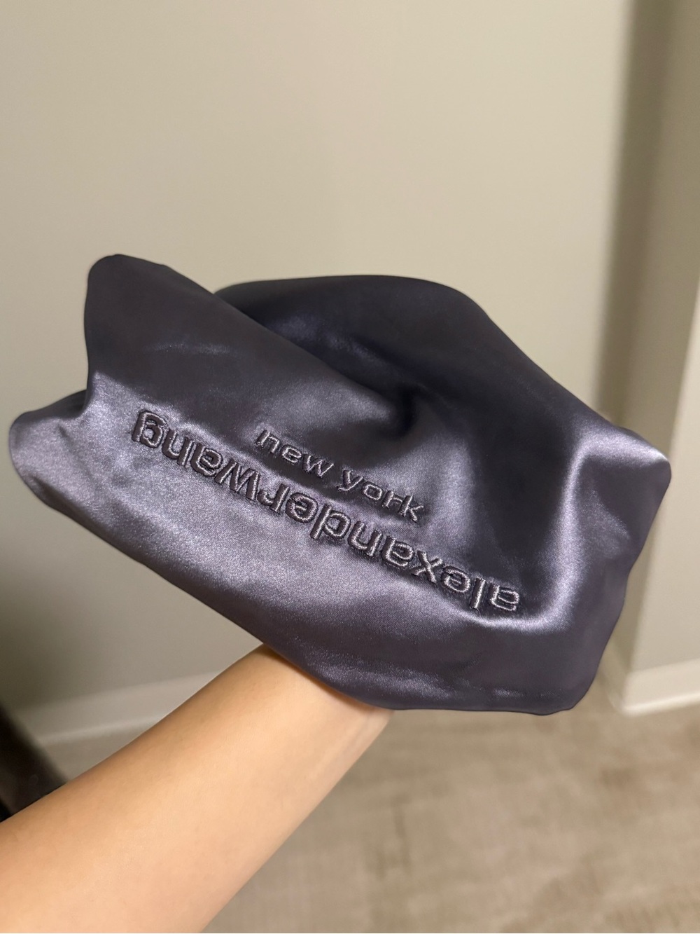Alexander Wang satin headband in deep purple sheen